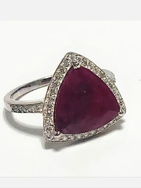 Ruby Sterlings Silver Trillion Cut Ring size 7 New